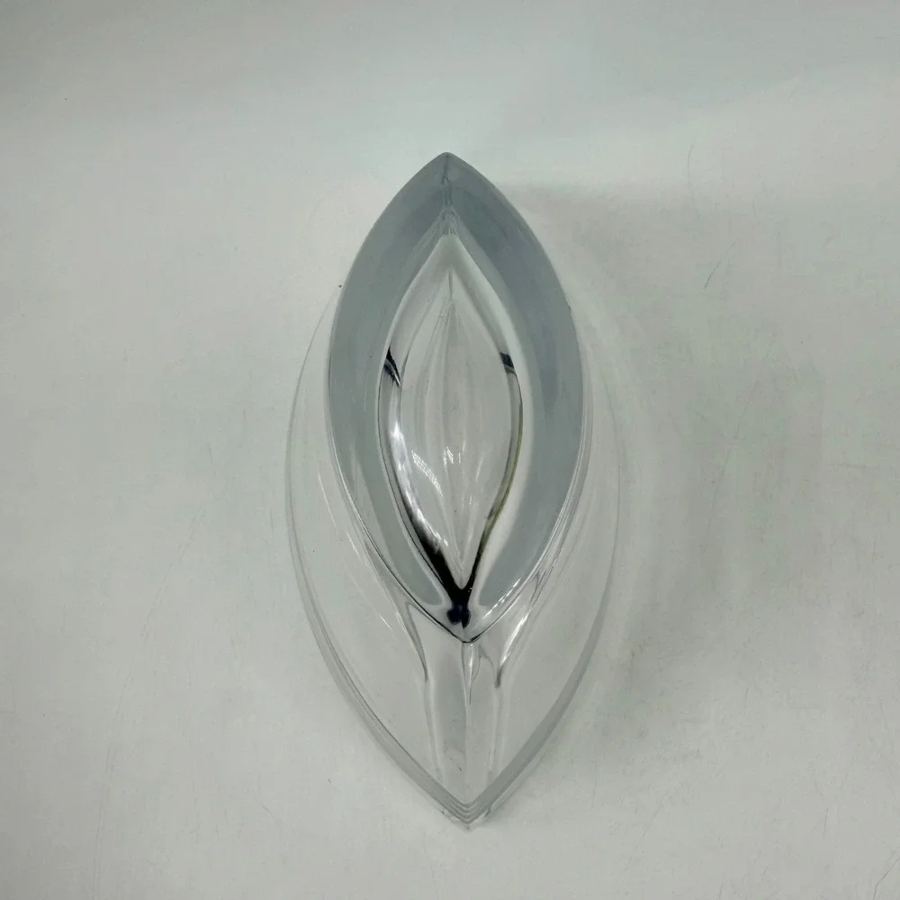 Crystal Glass Boat Shaped Vase Frosted Band Accents Modern Decor Excellent